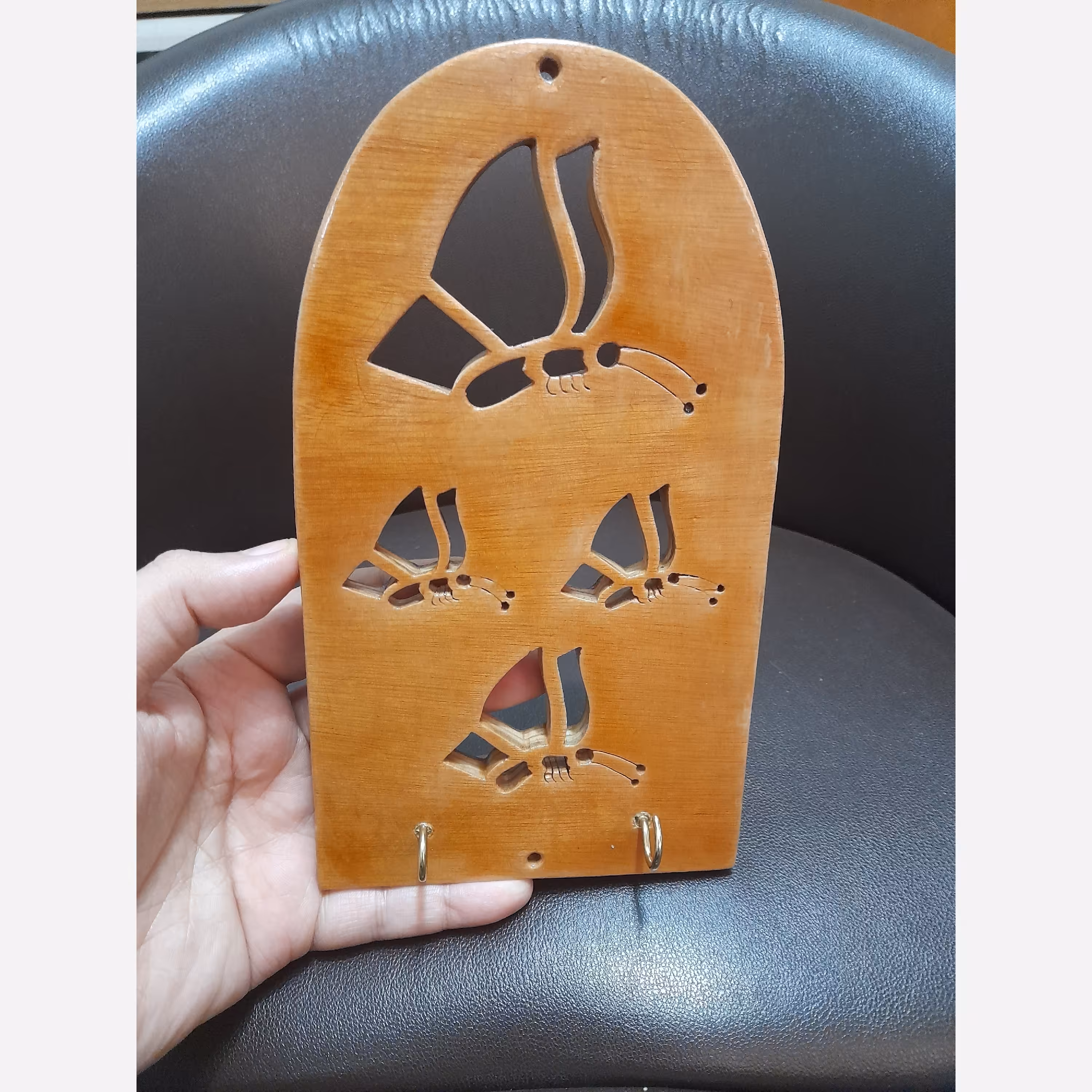 جاکلیدی چوبی پروانه - دو حلقه آویز