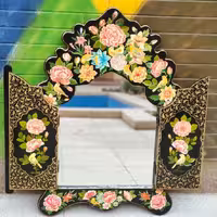 اینه چوبی دربدار  گل ومرغ راحیل