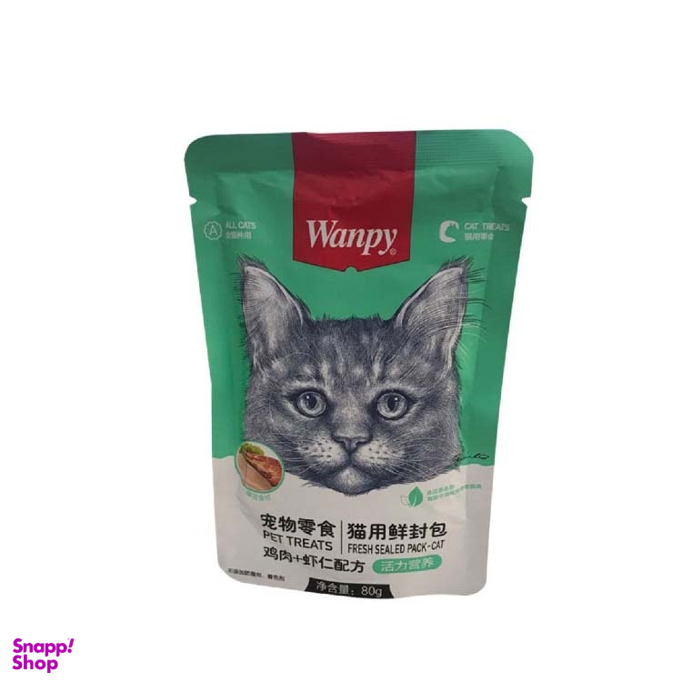 پوچ گربه ونپی مدل Chicken & Shrimp وزن 80 گرم