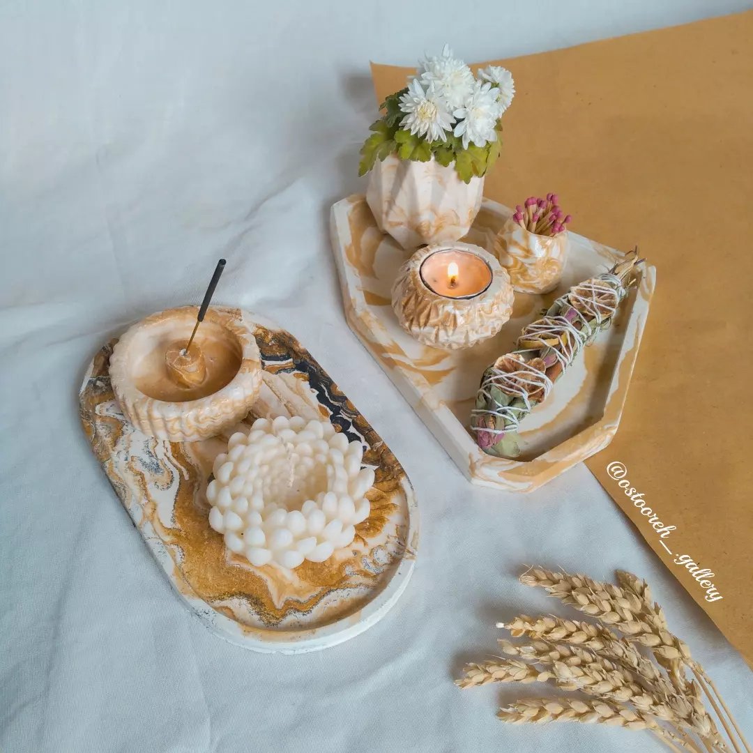 ست دکوری بتنی رنگ نسکافه ای