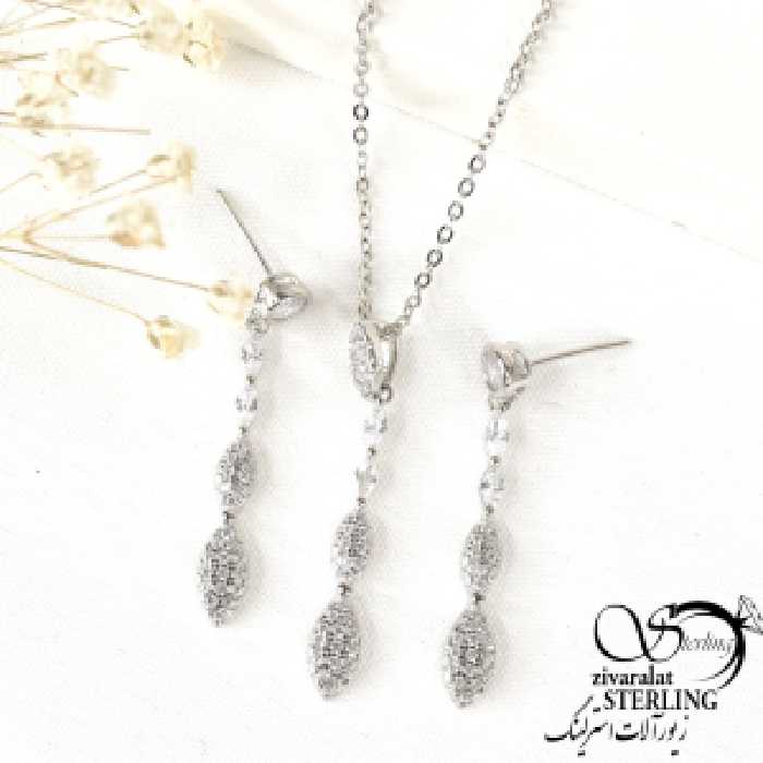 نیمست بیضی نقره ایتالیا آویز دار کد 8498