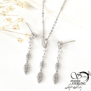 نیمست بیضی نقره ایتالیا آویز دار کد 8498