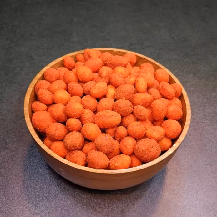 بادام زمینی روکش دار با طعم فلفلی بار تازه دویست گرمی آجیل و خشکبار مهران