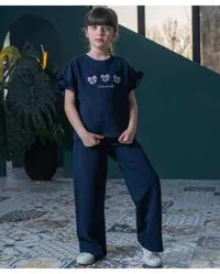 ست تی شرت و شلوار دخترانه سرمه ای ملورینا Melorina کد 9167