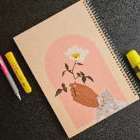 دفتر مشق 100 برگ جلد سخت فنر تک فلزی ( طرح Art) مقاوم و ضد آب ویژه جزوه و مشق، پدیده نقش، آرت