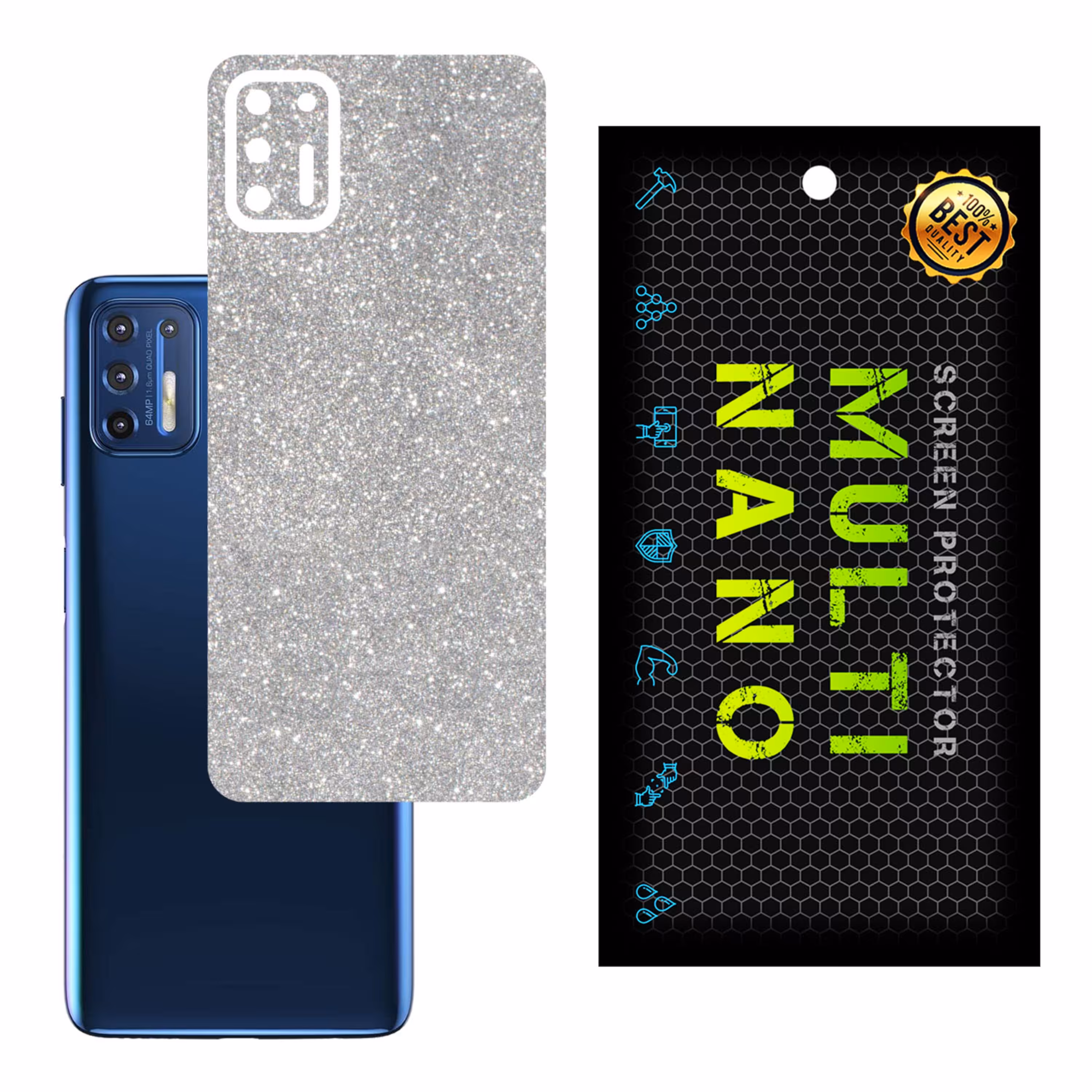 برچسب پوششی MultiNano مدل X-G1F-Silver برای پشت موبایل موتورولا Moto G9 Plus