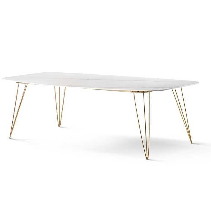 میز ناهارخوری 4 نفره سان هوم رویه سرامیک پایه طلایی یا نقره ای مدل W1205M