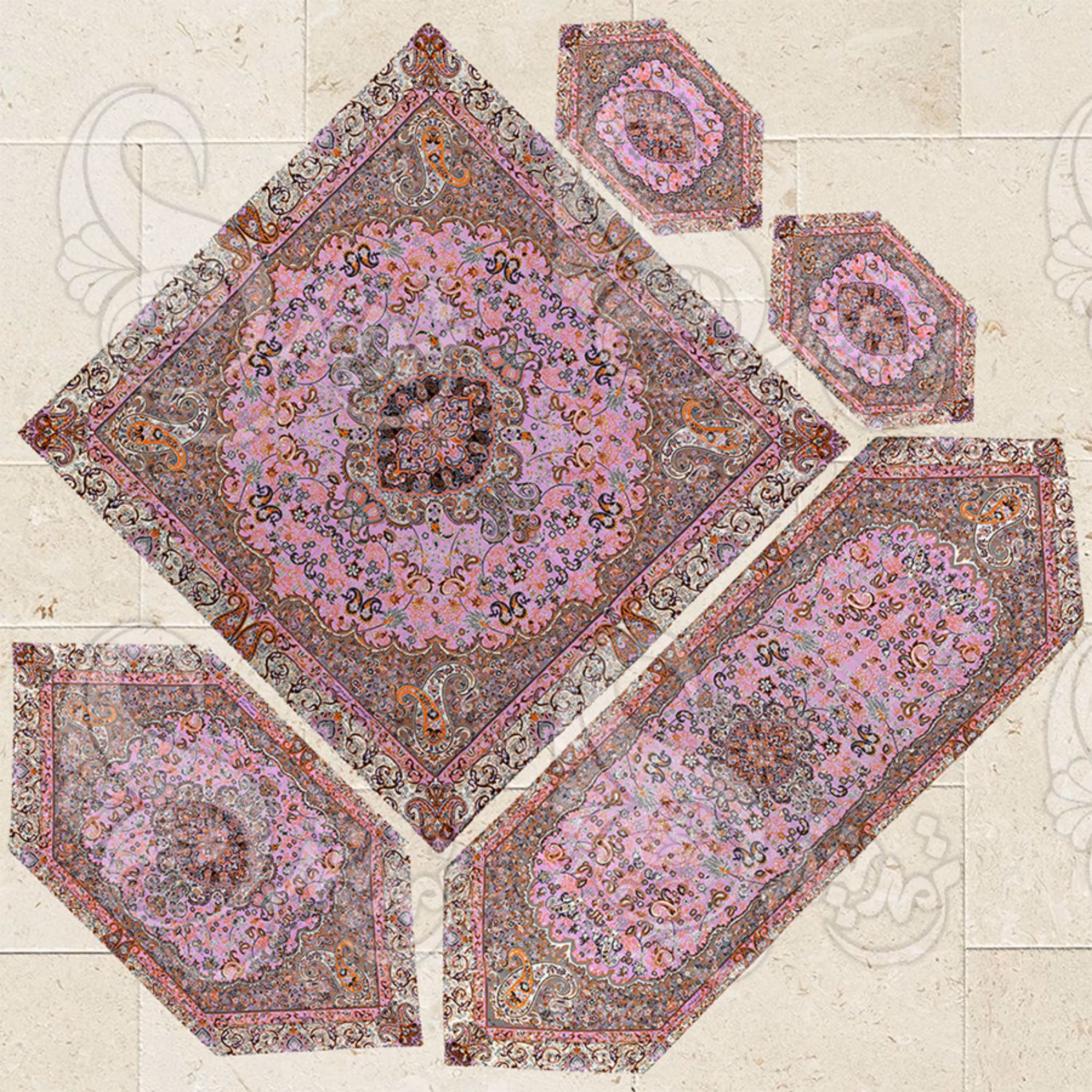 ست پنج تکه رومیزی ترمه طرح حسامی