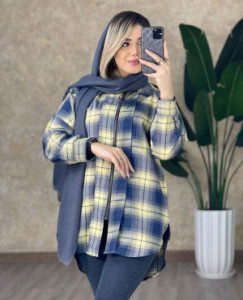 مانتو اسپرت زنانه نخی چهارخونه زیپی