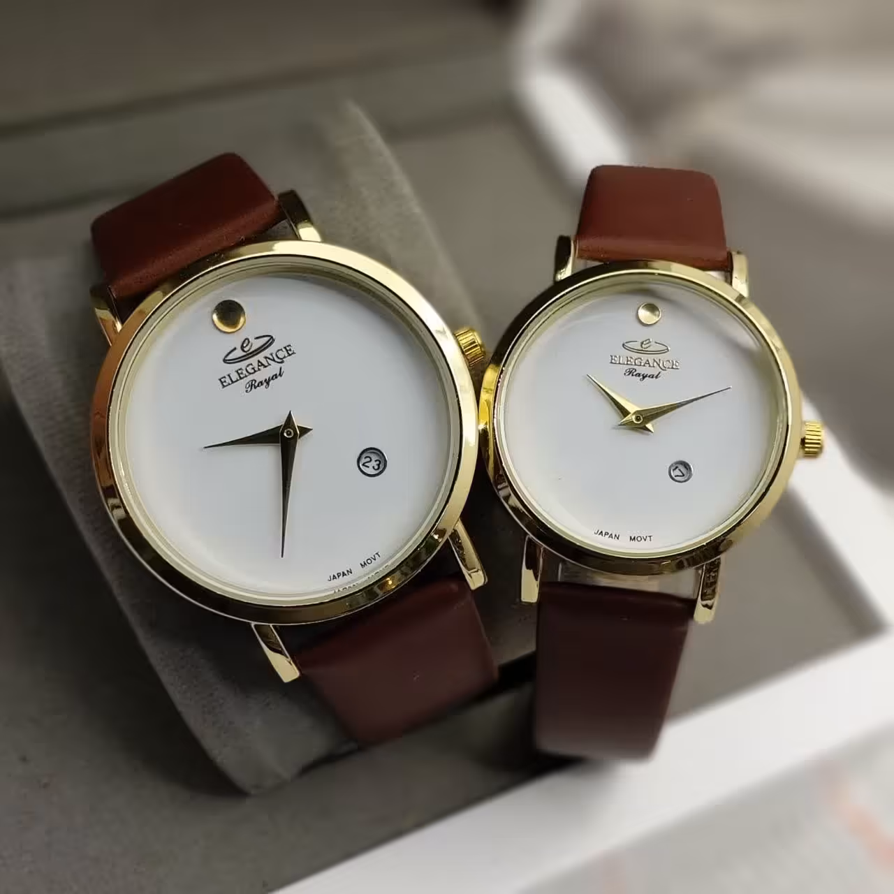 ساعت ست مردانه زنانه طرح الگانس بند چرم صنعتی بسیار شیک و ارزان