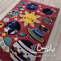 فرش پاتریس  فرش گلیم کودک 400شانه طرح منظومه صورتی قالیچه 4متری