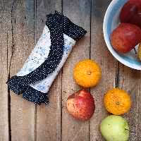 ساک پارچه ای خرید نان و میوه جمع شو (تاشو) مشکی خالدار با جیب روی ساک