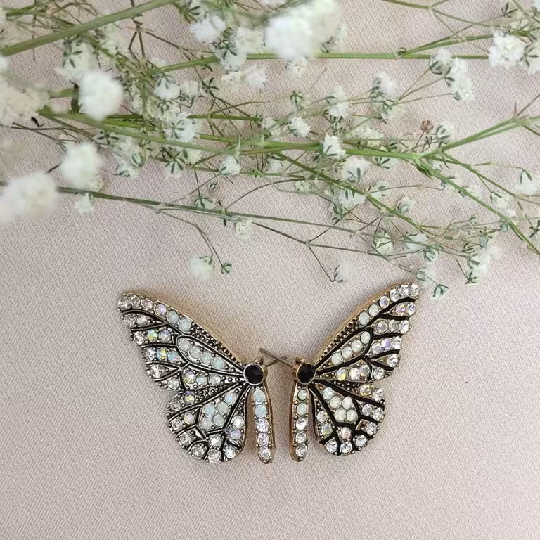 گوشواره پروانه مشکی جواهری – کد XGH1016 - بدلیجات 
