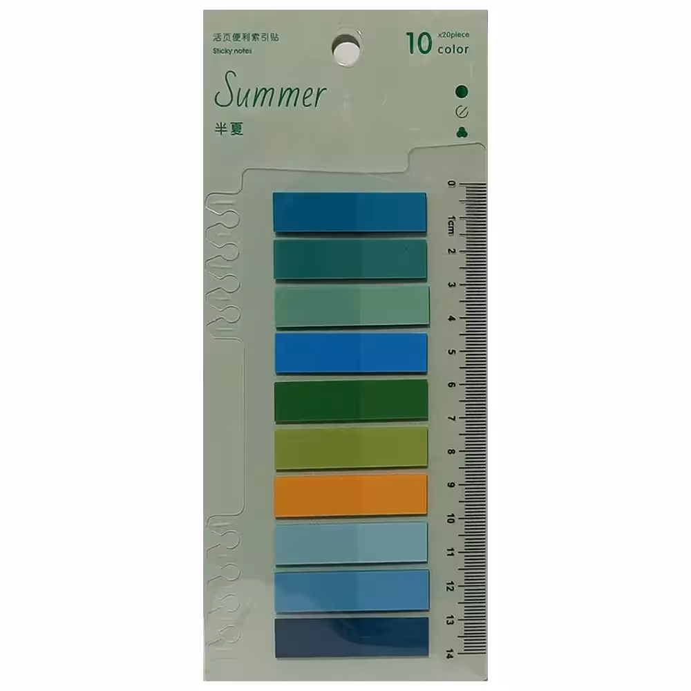 خرید کاغذ نشانه گذاری چسب دار 10 رنگ (ایندکس رنگی شفاف)