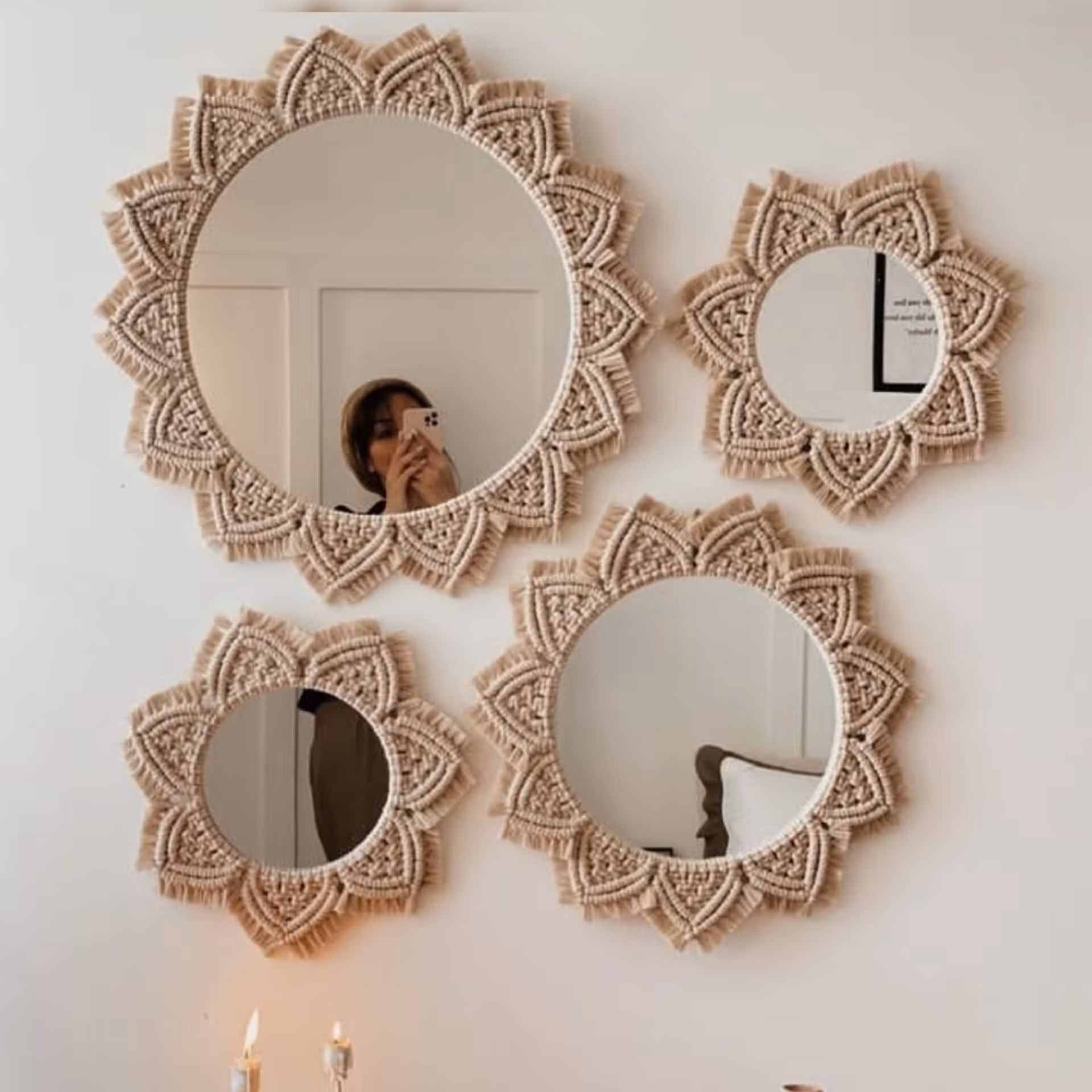 قاب آینه های مکرومه در دو سایز 20 یک سایز 30 و یک سایز 40