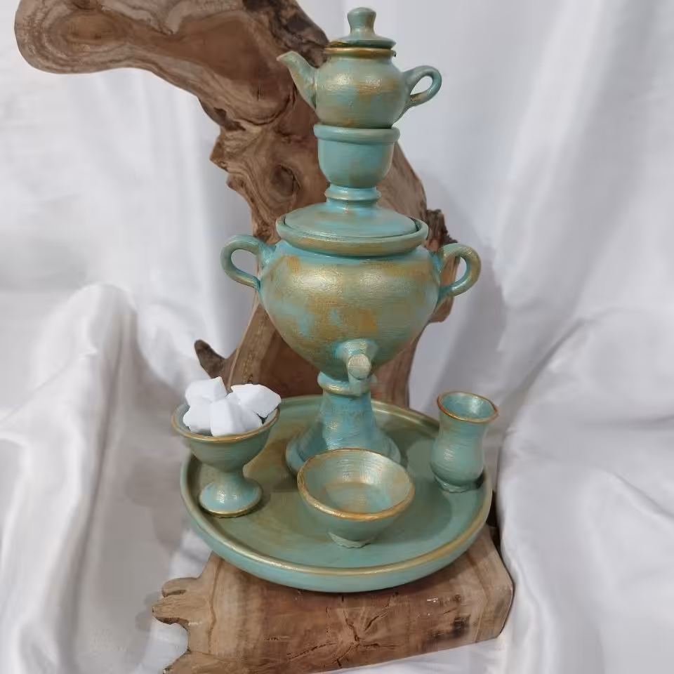  قور ی و سماور سفالی دکوراتیو