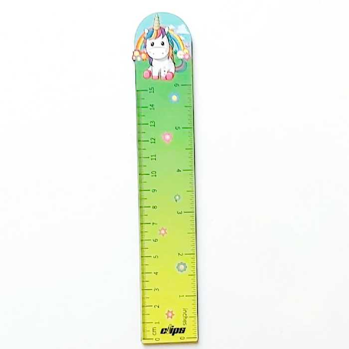 خط کش چوبی 15 سانتی متر کلیپس طرح یونیکورن 