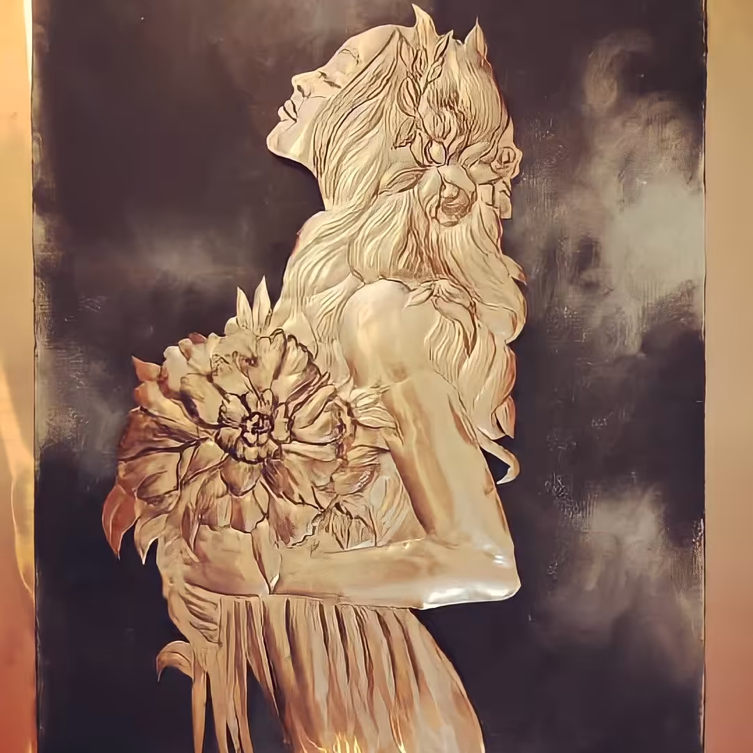 تابلو مسی زمینه مس و مخمل طرح فرشته(40× 60 سانتی متر)