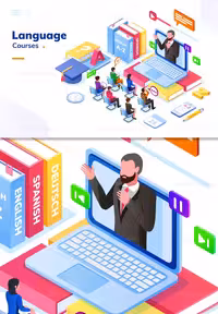 وکتور کلاس زبان آنلاین | گرافیک با طعم تربچه