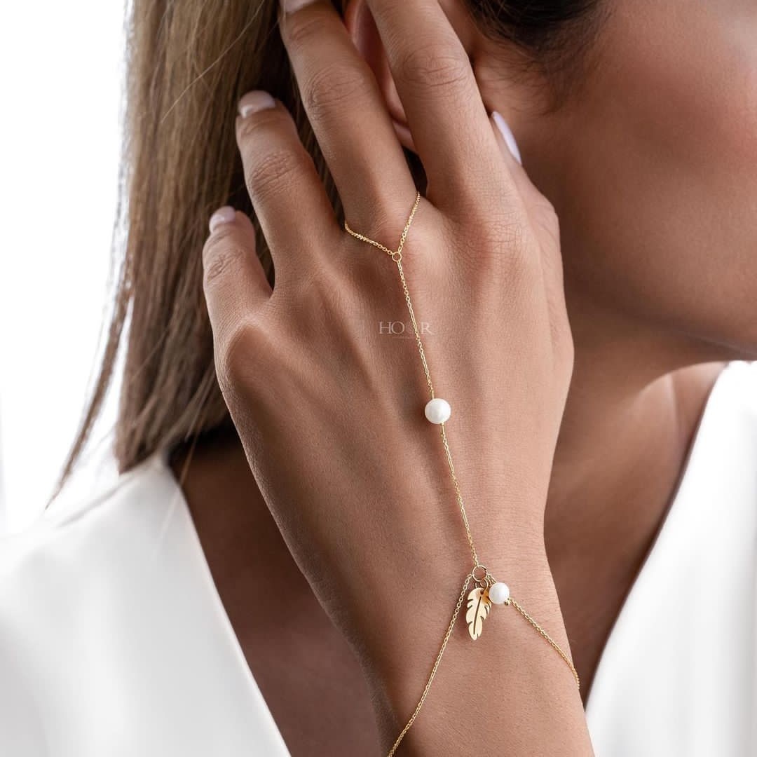 دستبند زنجیری مرواریدی