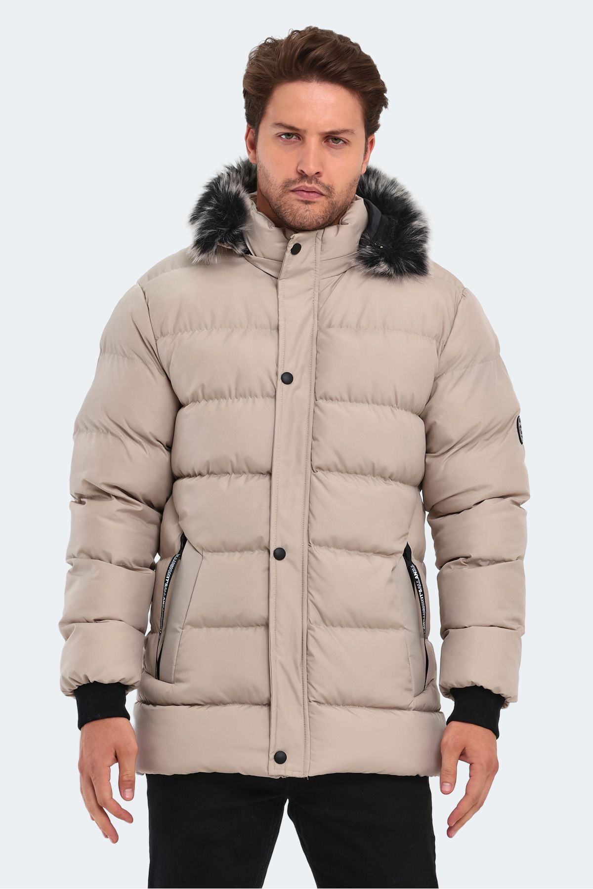 کاپشن ورزشی خاکستری مردانه کت سنگی اورجینال Slazenger