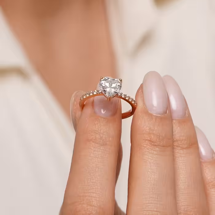 انگشتر قلبی نگین سوارسکی ژوپینگ رنگ ثابت و ضدحساسیت نگین ارغوانی موجود