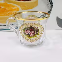 فنجان لانتانا لب طلا گل رز