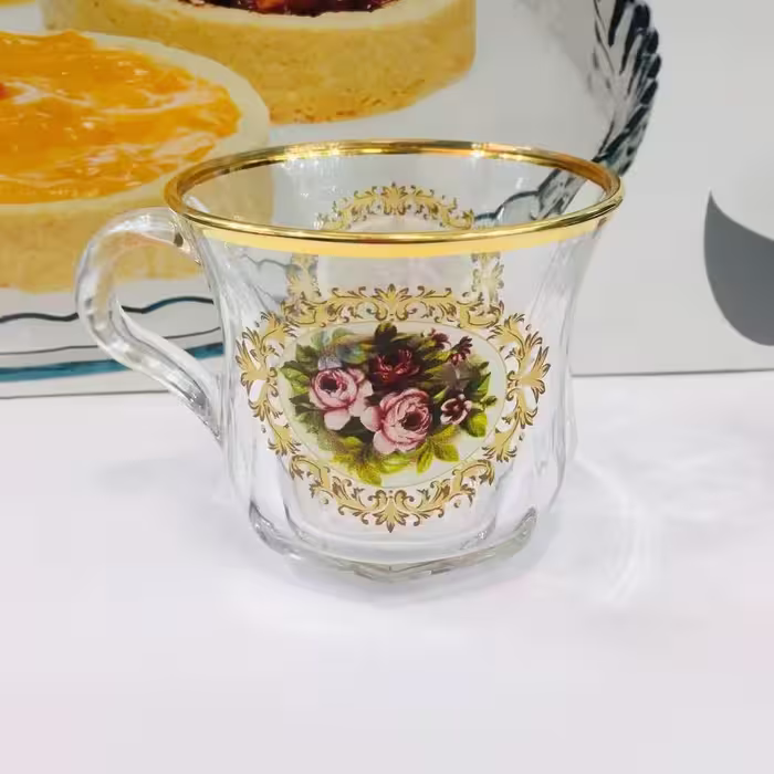 فنجان لانتانا لب طلا گل رز