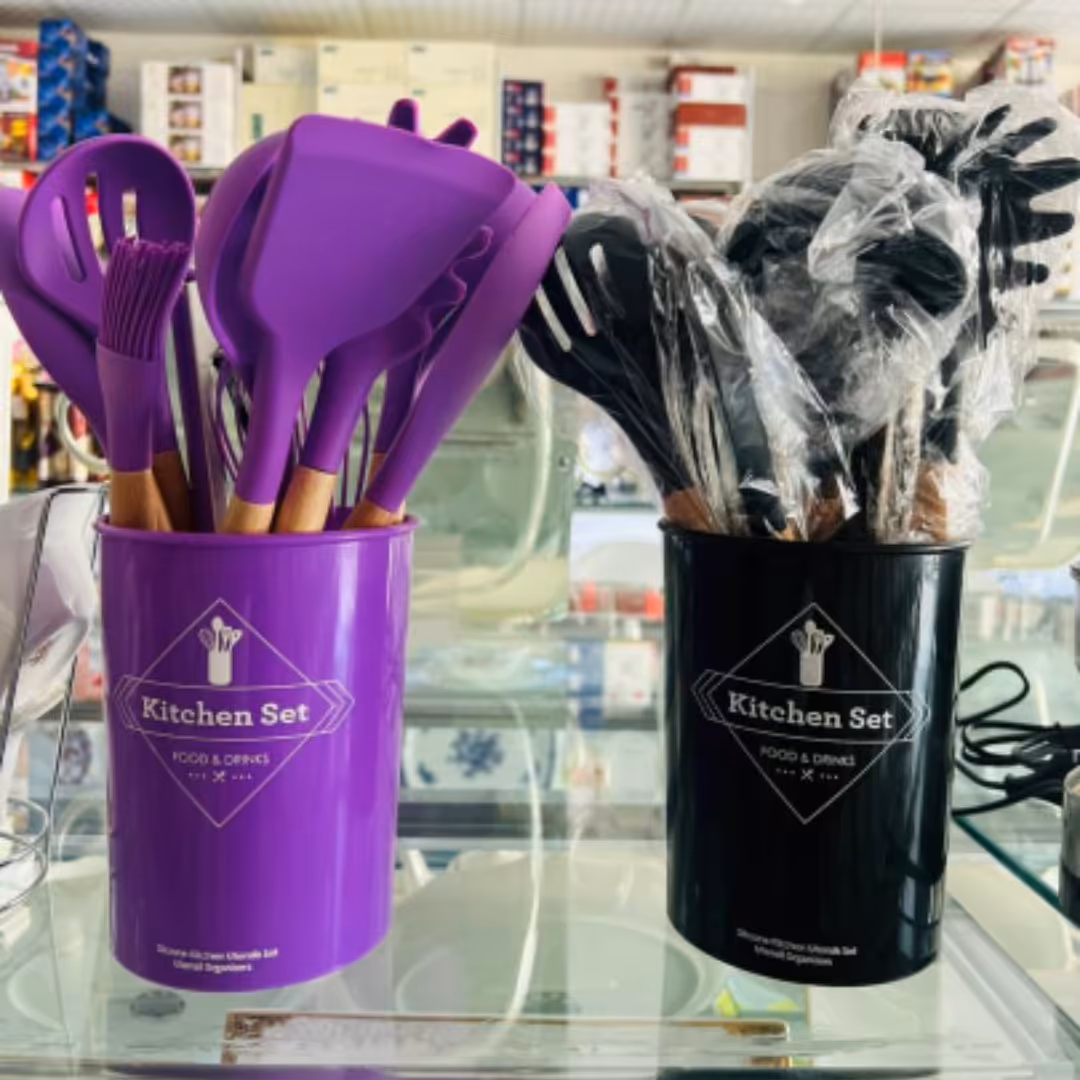 سرویس کفگیر ملاقه سیلیکونی کیچن ست نسوز12پارچ وارداتی کیفیت عالی ارسال  وسریع به سراسر کشور