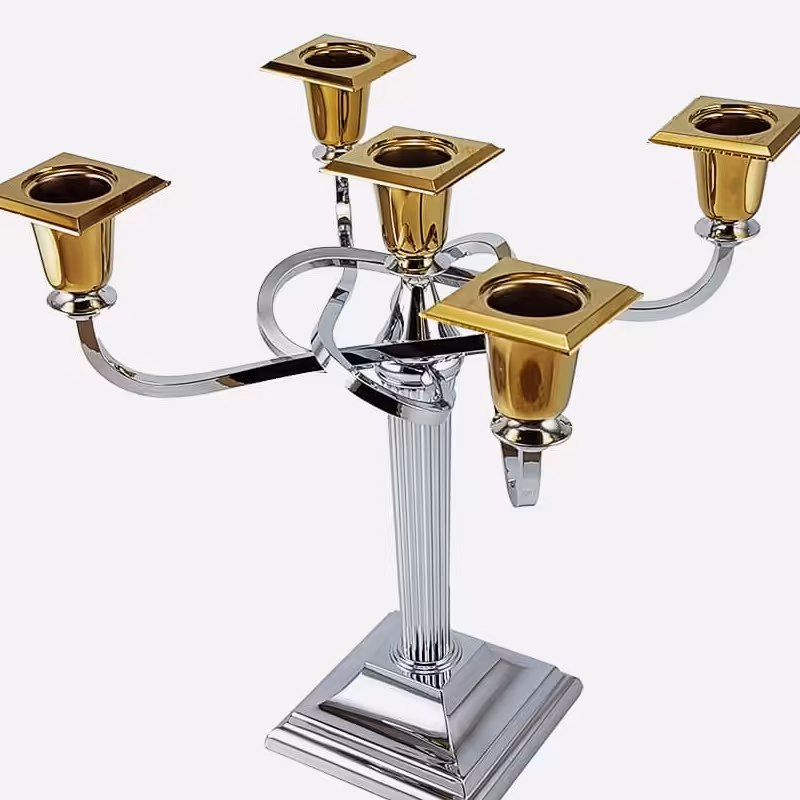 شمعدان پنج شاخه حلقه ای طلایی یونیک کد 3873