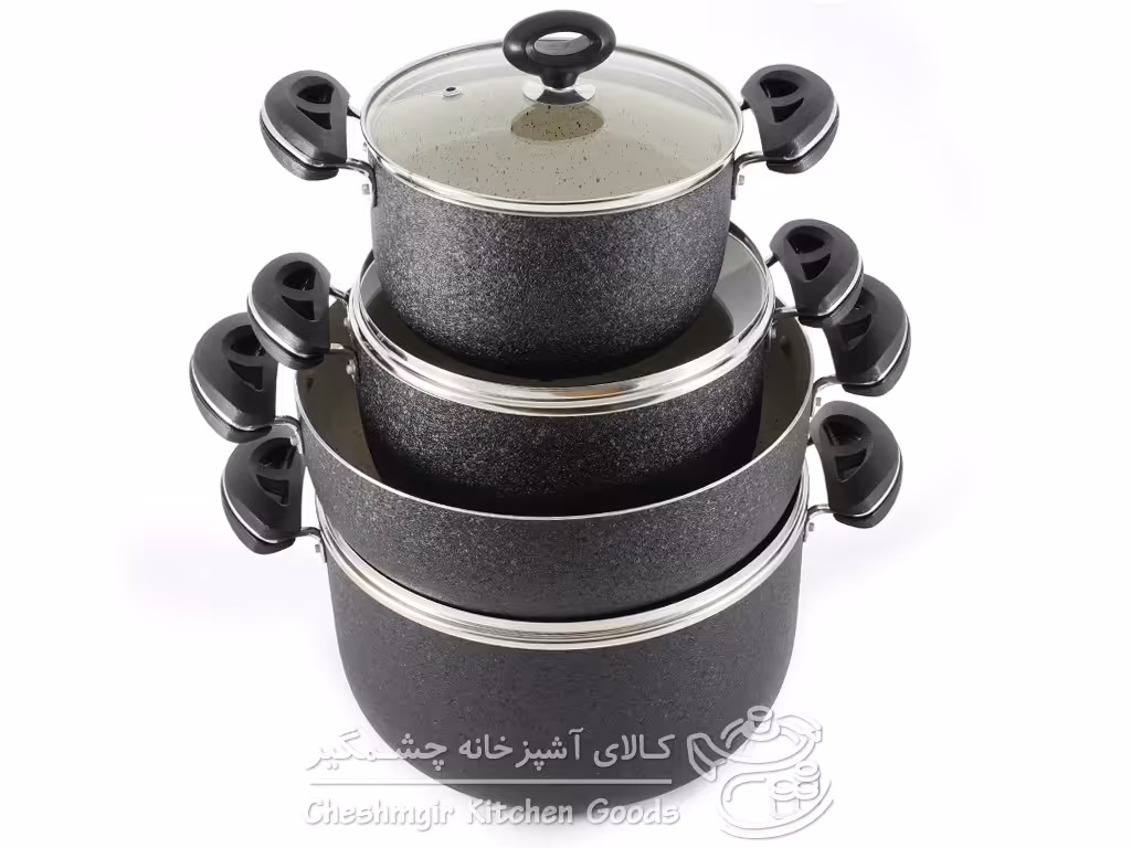 سرویس قابلمه گرانیتی سحر 7 پارچه مشکی