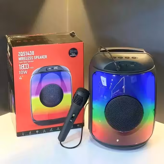 اسپیکر بلوتوث شارژی مدل zqs1438 میکروفون دار کیفیت عالی