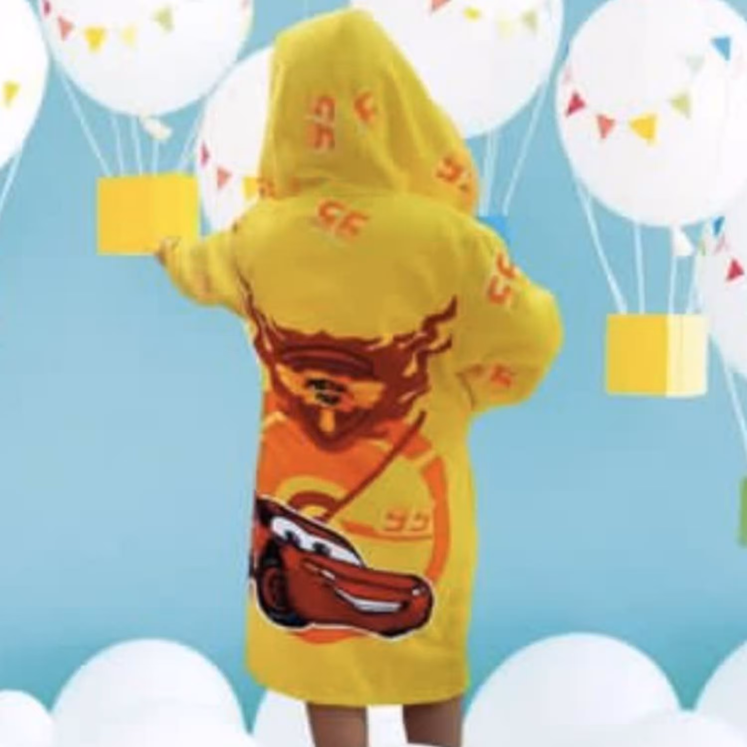 حوله تنپوش کودک پودایران طرح مک کوئین زرد سایز 80 (100درصد پنبه) ضد حساسیت