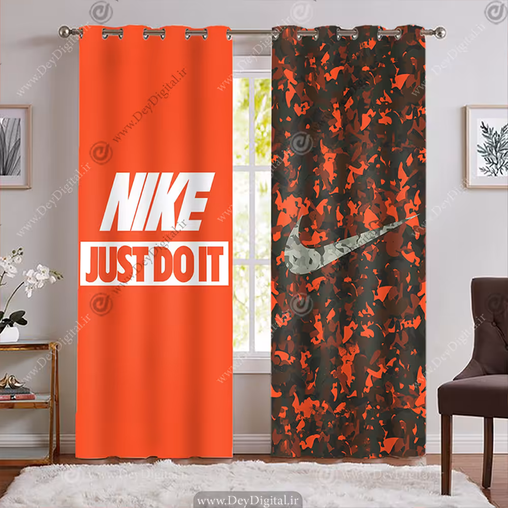 پرده اسپرت طرح نایک با تم نارجی و سرمه ای WA-2254