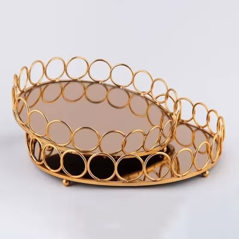 سینی کف آینه طلایی طرح المپیک ( سینی کف آینه ای سینی طلایی )
