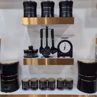 سرویس آشپزخانه 29پارچه مارک  DSM  کمر باریک  مشکی در طلایی  هزینه ارسال رایگان 