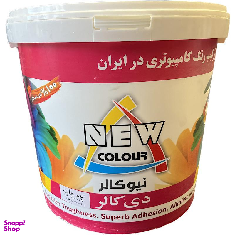 رنگ اکریلیک سفید نیمه مات نیوکالر مدل دی کالر وزن 4 کیلوگرم