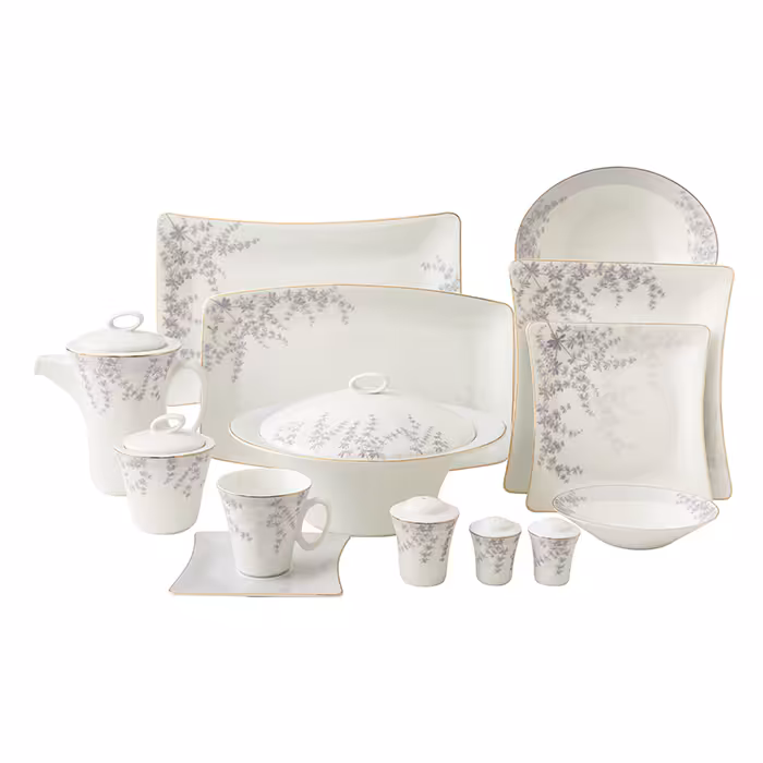 سرویس چینی زرین 12 نفره کامل فرن بنفش (97 پارچه)