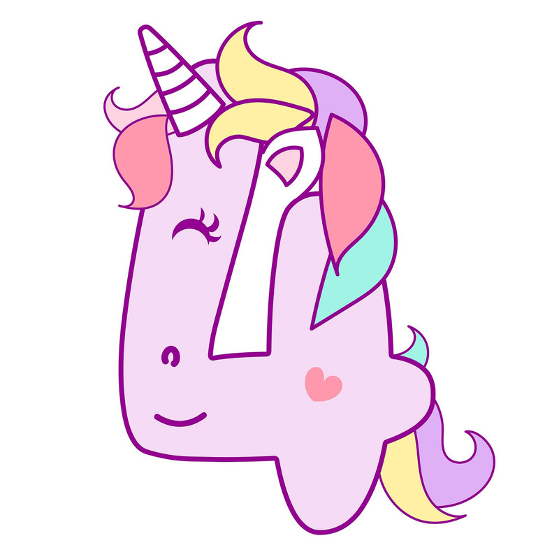 استند رومیزی تولد مدل عدد 4 طرح یونیکورن کد 864