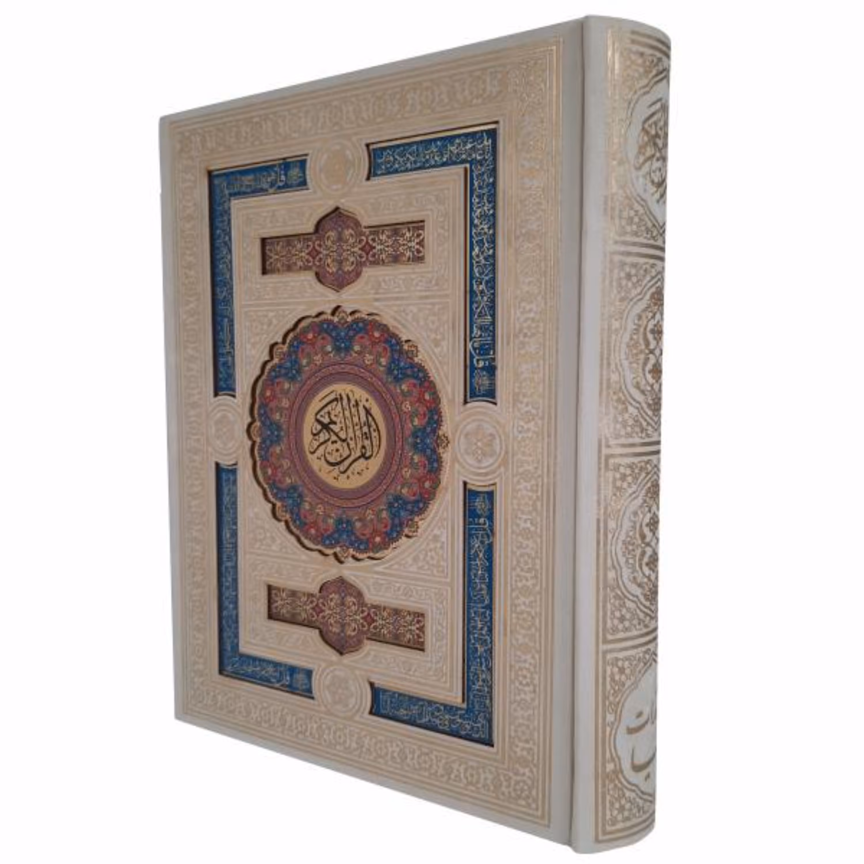011651-قرآن وزیری گلاسه جعبه دار سفید پلاک رنگی110068