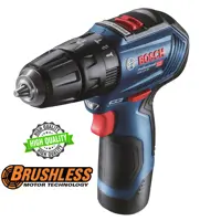 دریل چکشی 12 ولت بوش آلمان مدل GSB 12 V 30 (2باتری 2 آمپر - موتور براشلس تسلای آمریکا- اصلی و مونتاژ مالزی)
