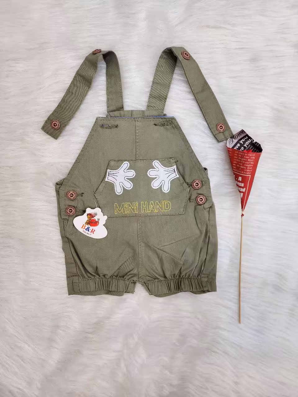 پیشبندی کتان کوتاه بهار طرح دست کوچک