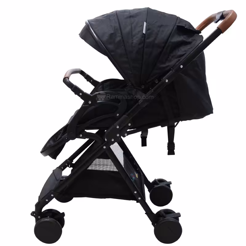 کالسکه بیبی فور لایف  دسته دو طرفه رو به مادر رنگ مشکی  با گرم کن پای کالسکه بیبی فور لایف baby 4 life