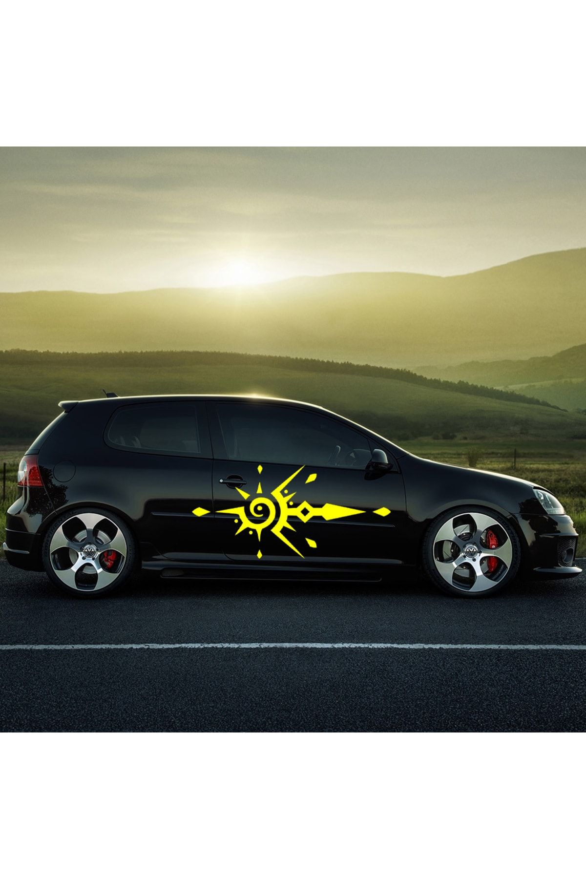 برچسب آرم و نوار شبرنگ زرد هود قبیله 43 90 سانتی متر اتومبیل بدن ماشین Melek Pazarı