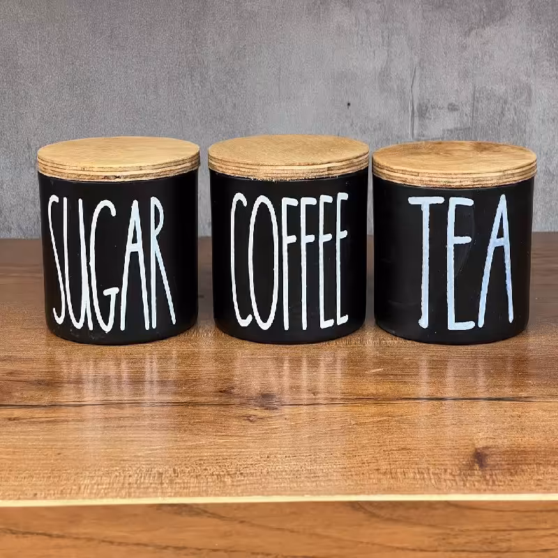 بانکه تکست مینی مشکی سه تایی با در چوبی