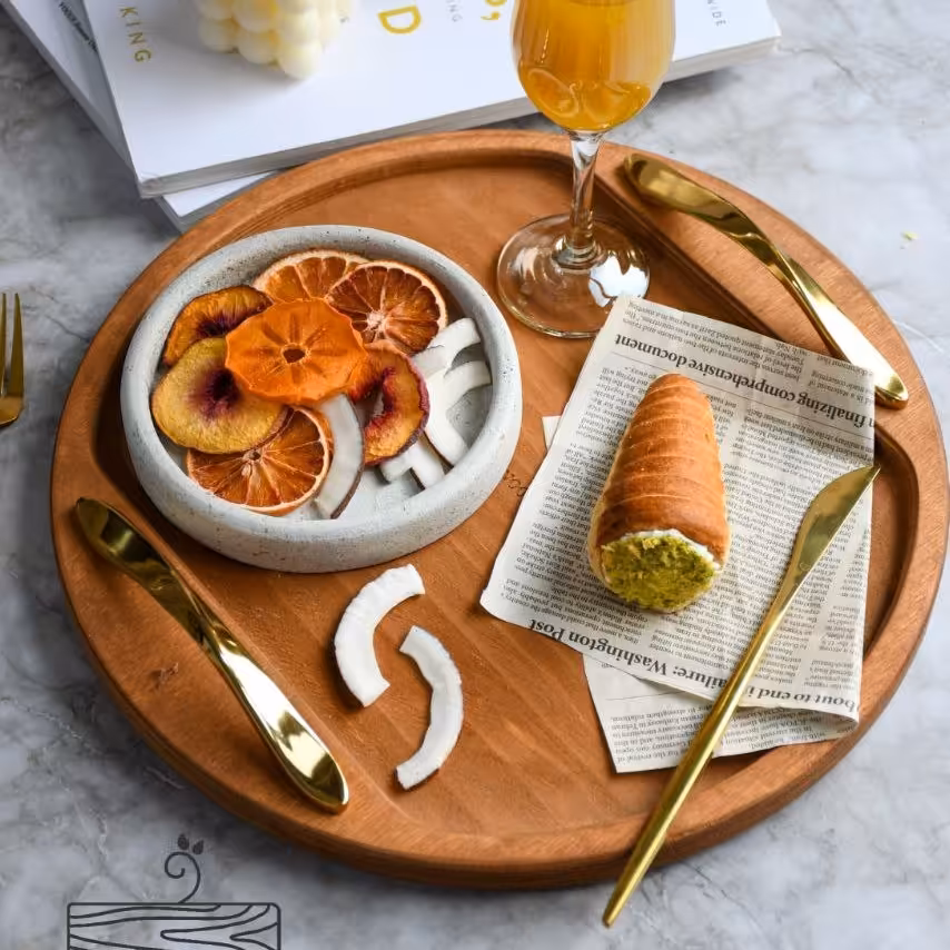 سینی گرد دسته طلایی(سایز کوچک)