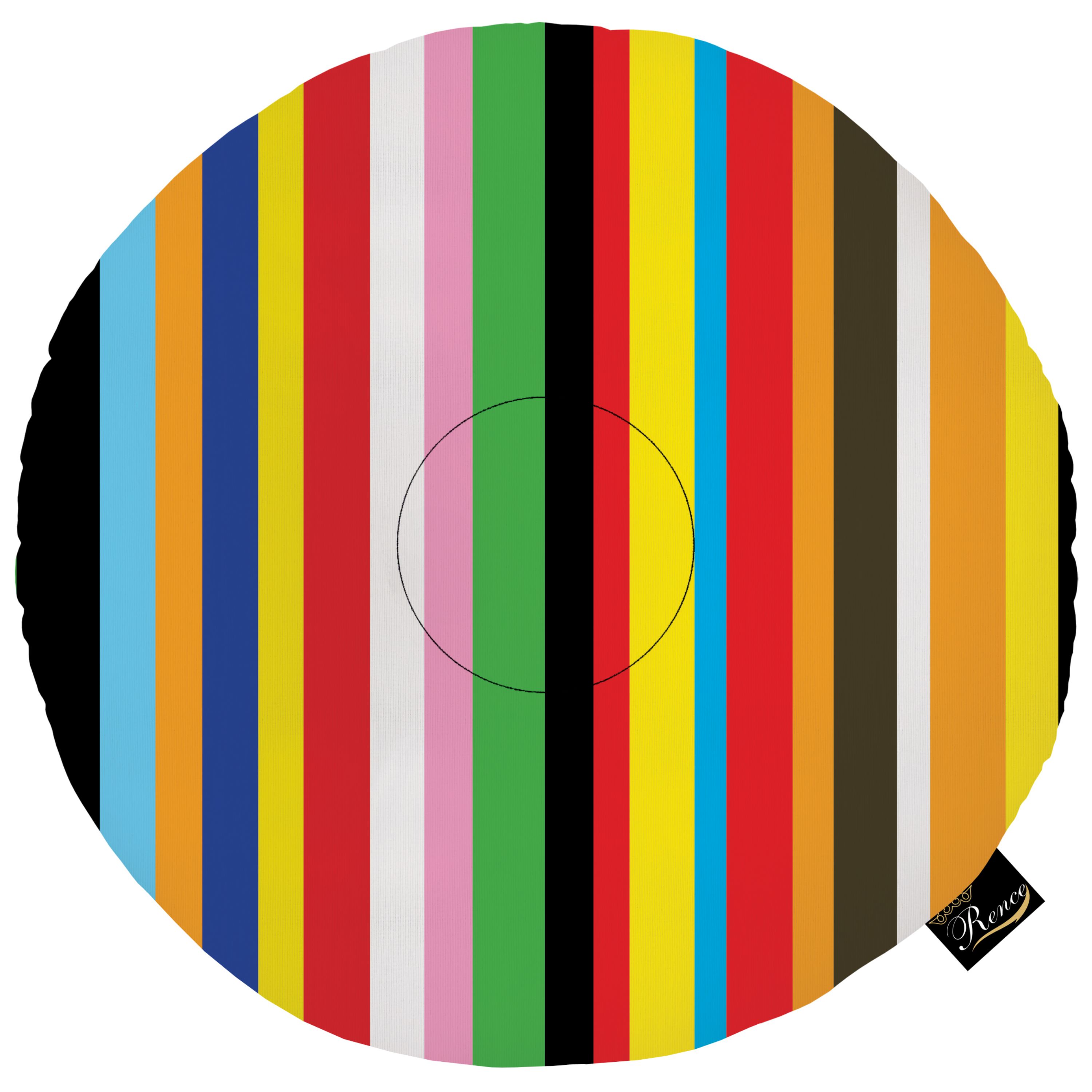 بالش و تشک صندلی گرد پارچه مخمل دو رو چاپ طرح راه راه سایز 38 در 38 مدل M2-87 شرکت رنس