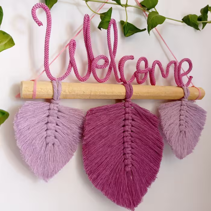 تابلو خوش آمد گویی، طرح برگ، طول 30 سانت، بنفش