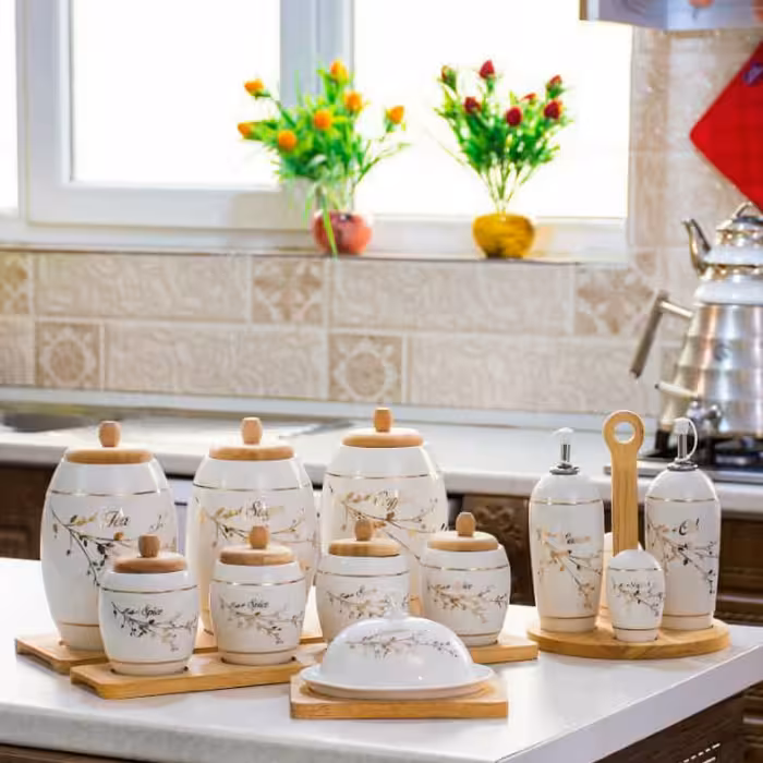 پاسماوری و جای ادویه جات روکا  آب طلابا کیفیت بسیار عالی چینی کاغذی و چوب رابروود