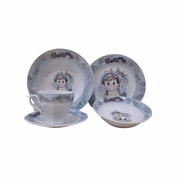 سرویس غذا خوری 5 پارچه کودک مدل یونیکورن